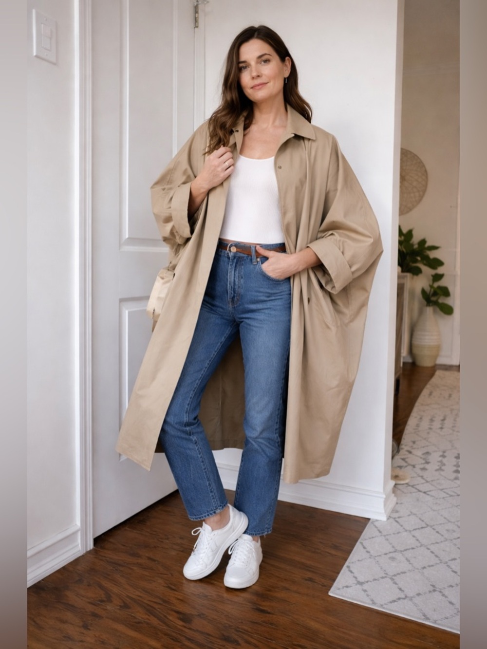 Michael Kors Collection Italian Made Oversized‎ Trench Coat Sand Minimalist OS - Picture 5 of 15